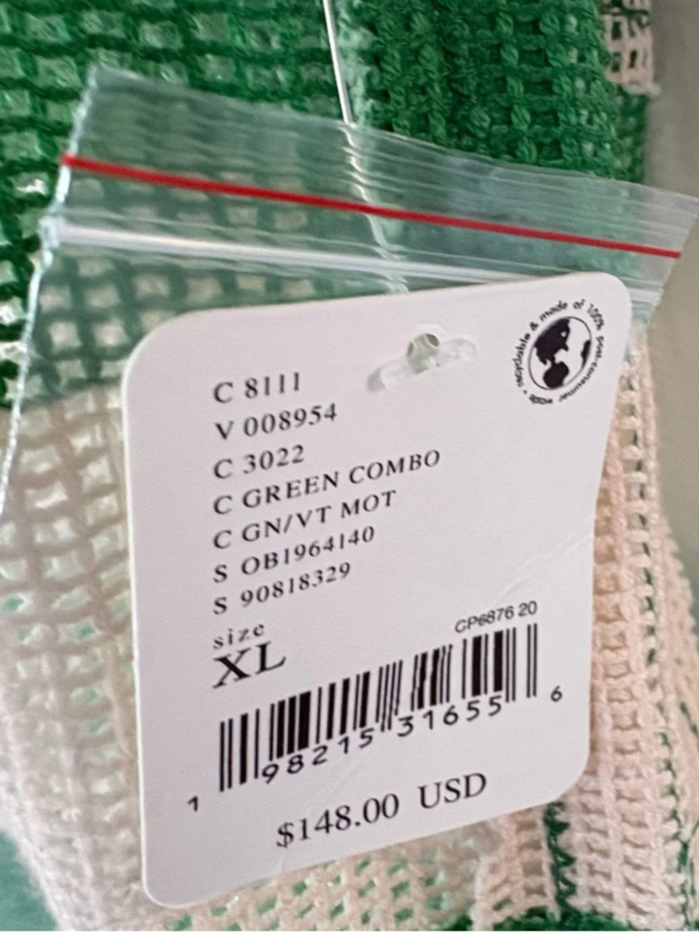 We The Free Striped Gauze Tunic Top XL Green Cream Oversized - Picture 3 of 5